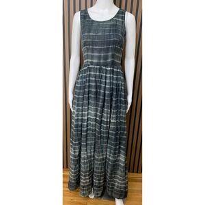 Neuw Nieuwlands Straat Tie Dye Stripe Maxi Dress Grey XS Cutout Back Sleeveless